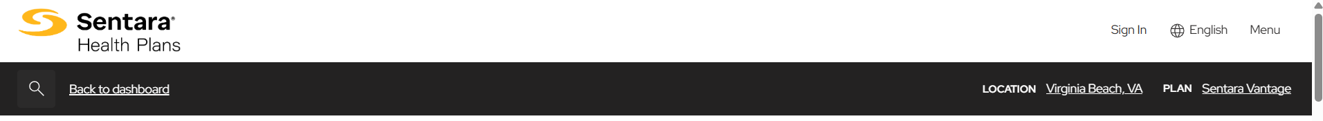 screenshot of the find a doc search tool header with chosen location and plan