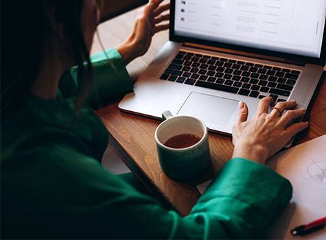 woman hands working on laptop