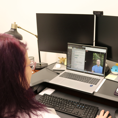 Crystal Navarro, Sentara family nurse practitioner virtually speaks with a patient.