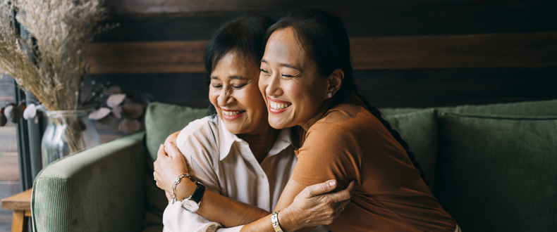 mother and daughter hugging