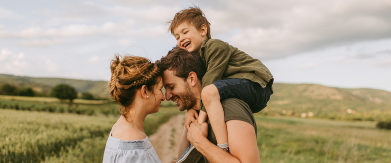 happy family spending time outdoors