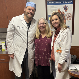 Sentara Health patient Karen Bellemare poses after receiving one of the first TricValve heart implants in Hampton Roads