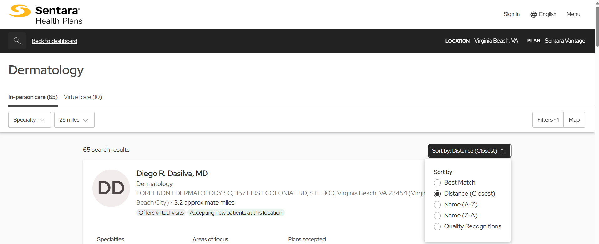 screenshot of how to sort search results in the find a doc search tool