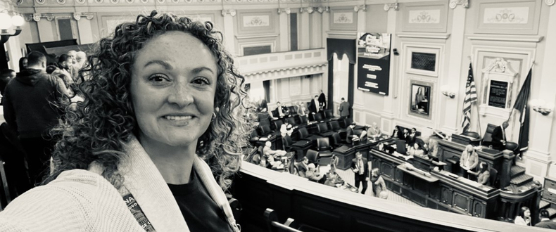 Lee Brown, nurse at Sentara Health, takes a selfie in the Virginia state capitol.
