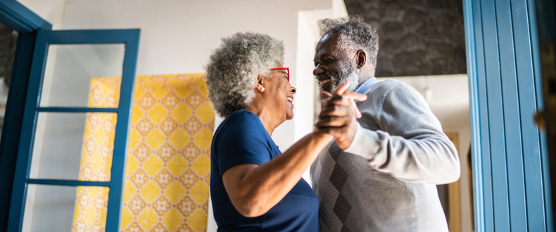 senior couple dancing