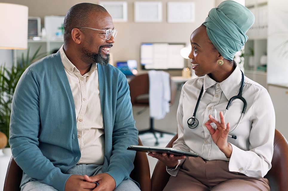 doctor and patient chatting