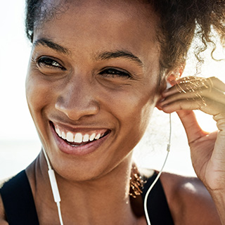 woman listening with headphones