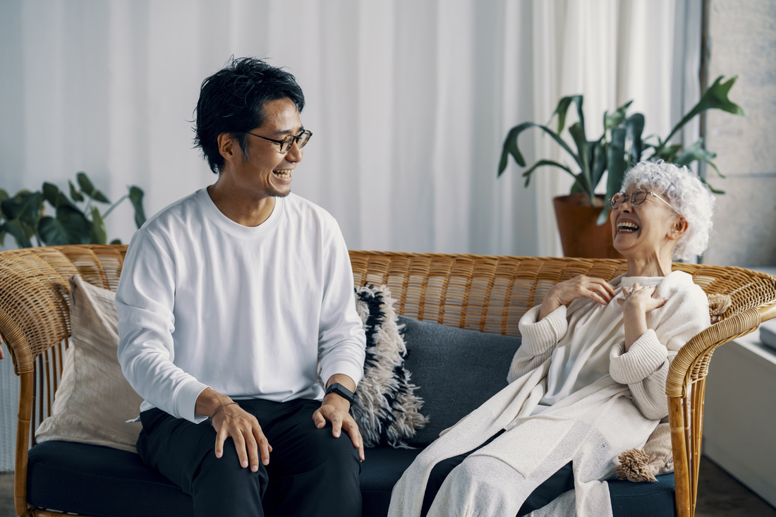 Young man with older woman