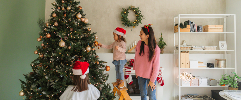 decorating a Christmas tree