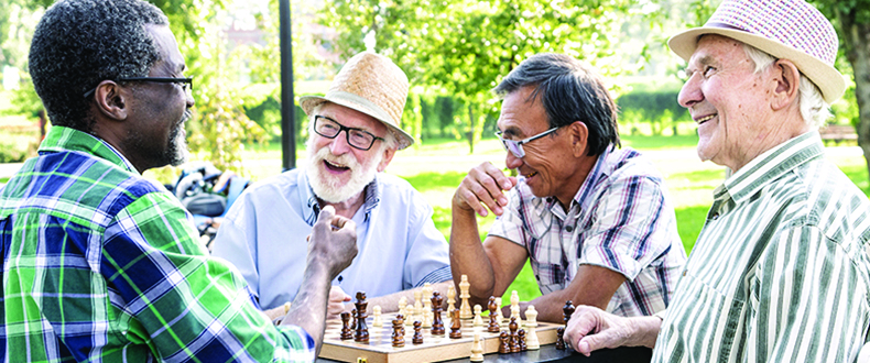 mature men playing chess