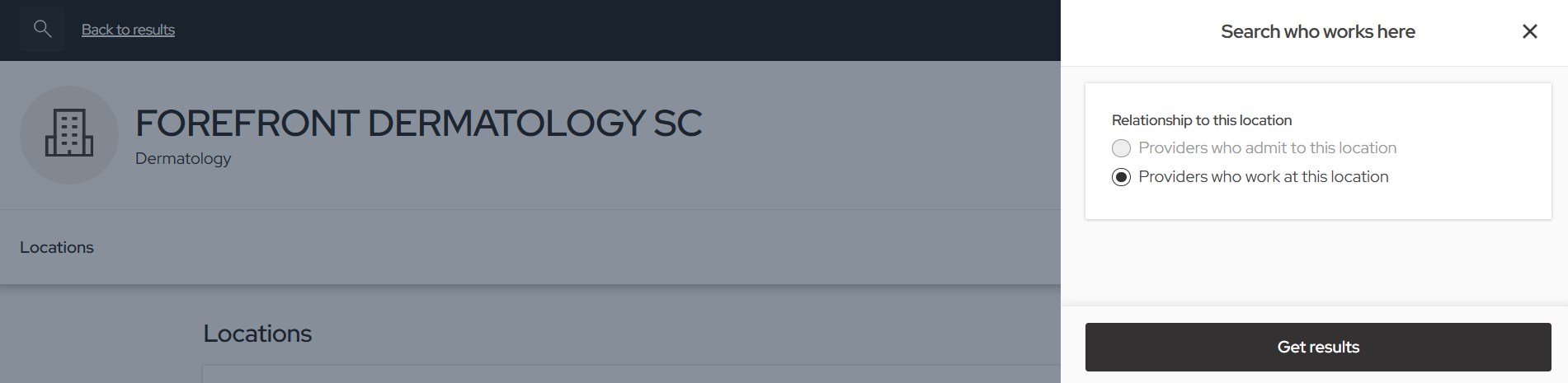 screenshot of how to search who works here in location profile find a doc search tool 2