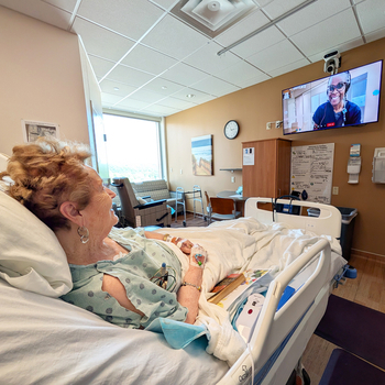 Patient Laura Bruno talks with virtual nurse Shinette Dunn at Sentara Princess Anne Hospital.jpg