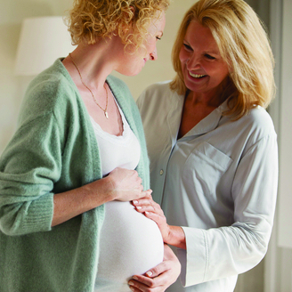 pregnant woman with her mother