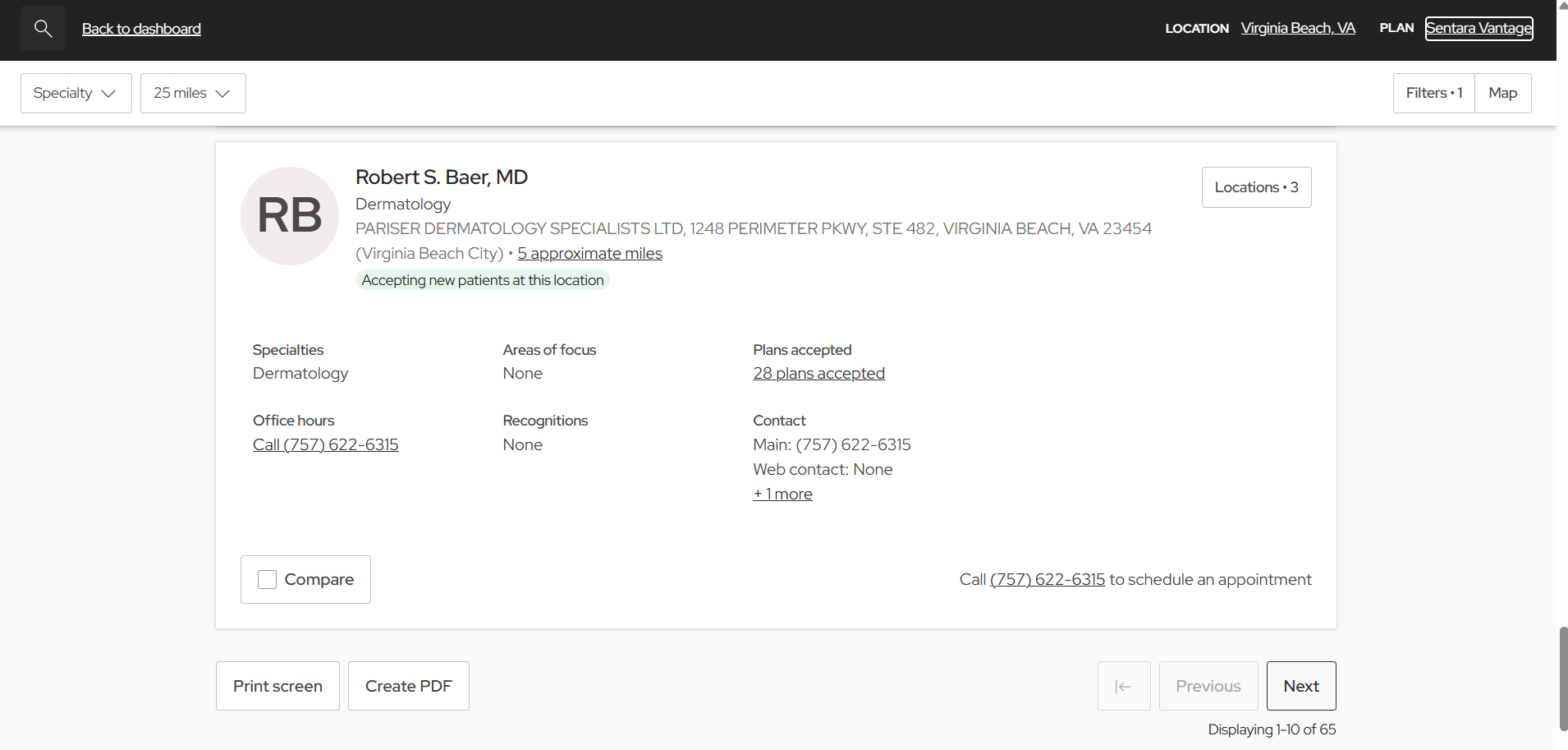 screenshot of how to view search results in find a doc search tool
