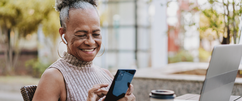 senior woman and cell phone