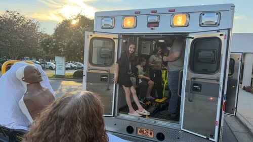 Students learn about EMS in Healthcare Explorers at Sentara Albemarle Medical Center