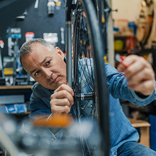 Man working on bike