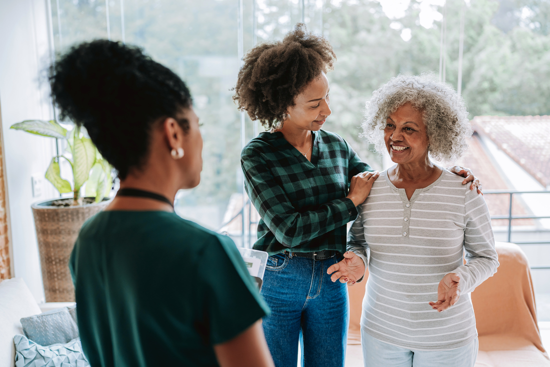 Home health professional with family