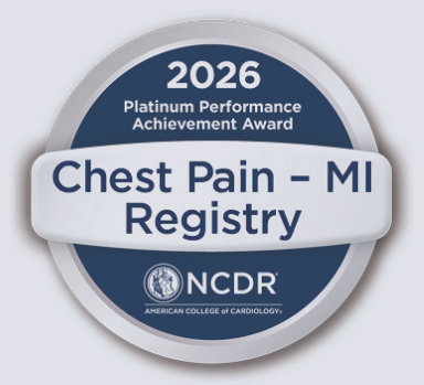 2026 Platinum Performance Achievement Award for Chest Pain MI Registry from NCDR, American College of Cardiology.