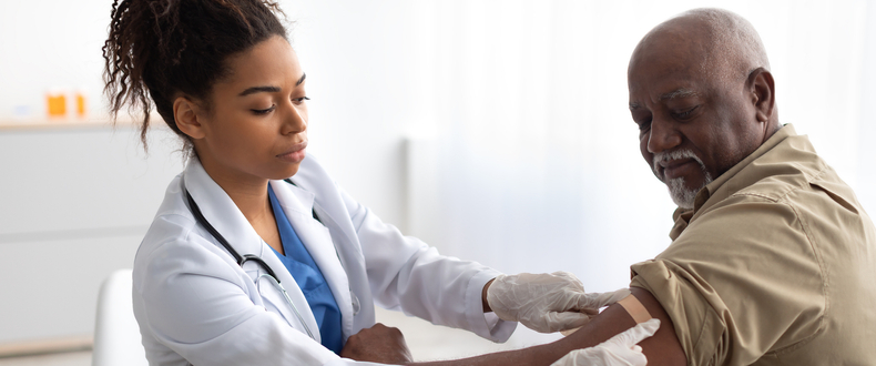 Senior man getting a vaccine